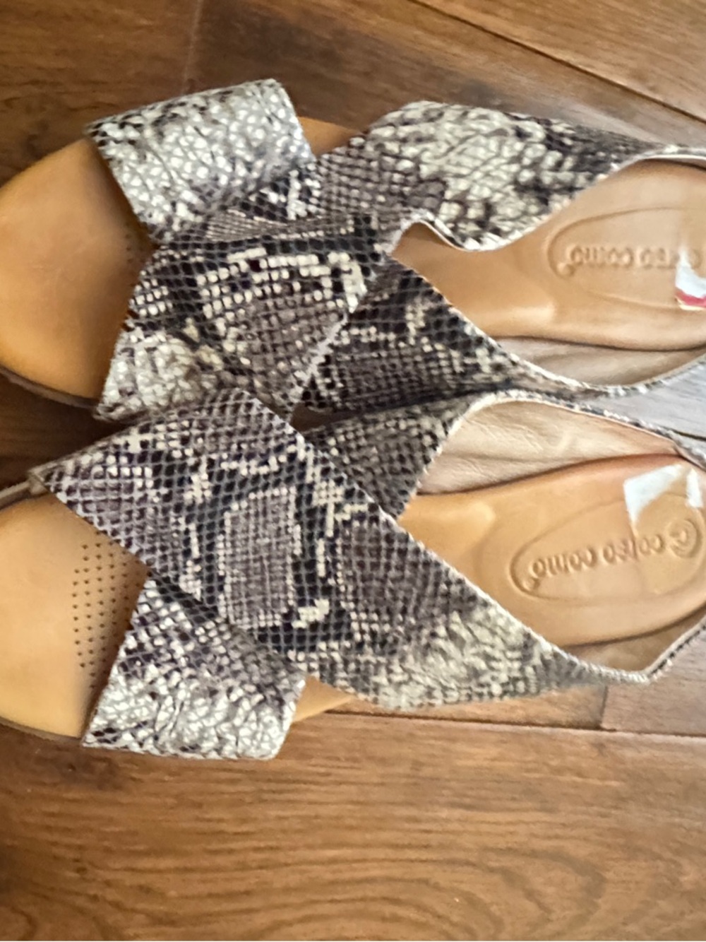 Women's Snake-Print Platform Slide Sandals - Grayish brown Size 6.5 - Picture 4 of 8